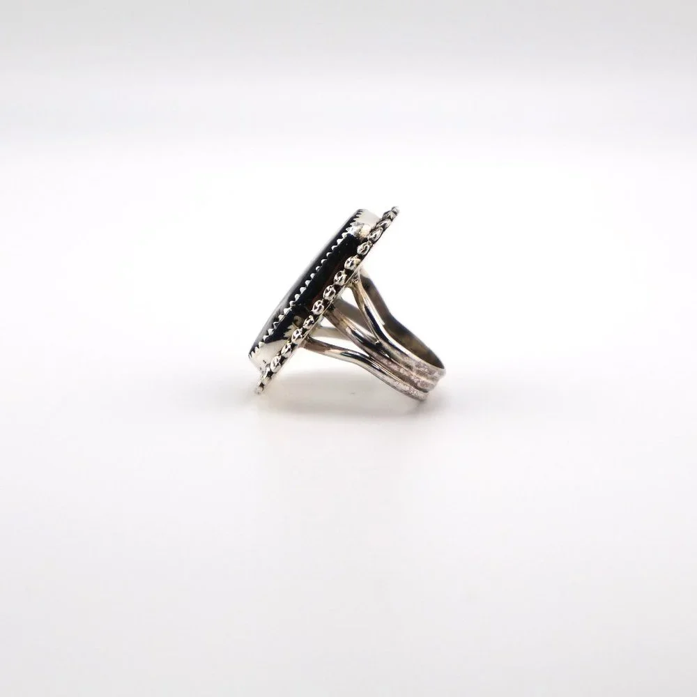 Native American Jasper Zebra Ring Navajo Handmade‎ Jewelry Sterling Sz 8.5 US**